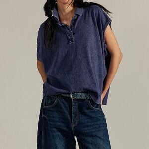 NWOT We The Free Keep On Polo Navy Blue